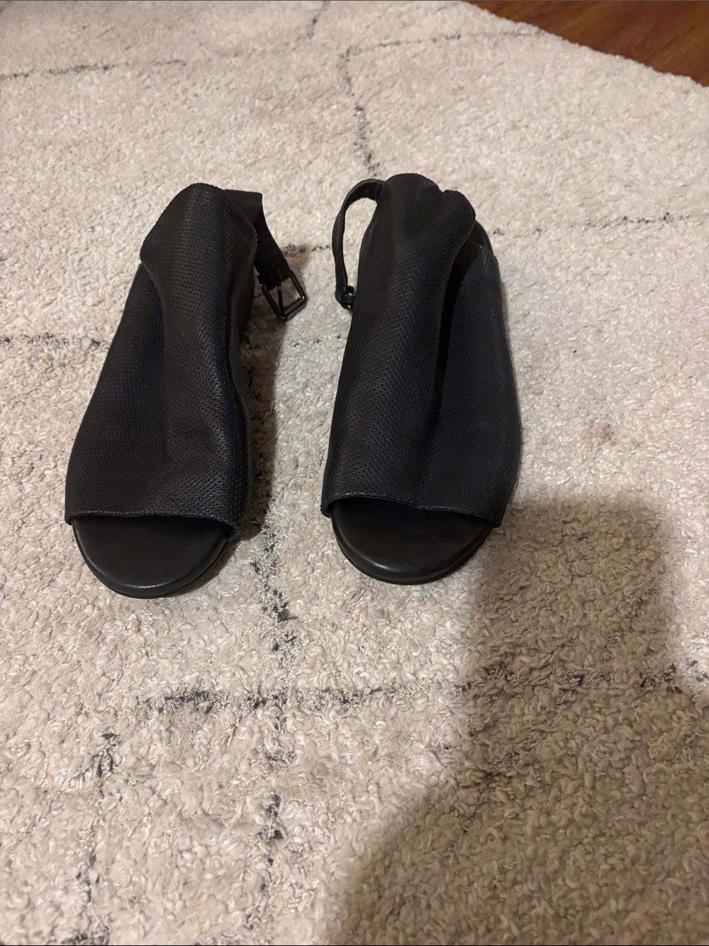 gentle souls Black Draped Peep-Toe Slingback Sandals